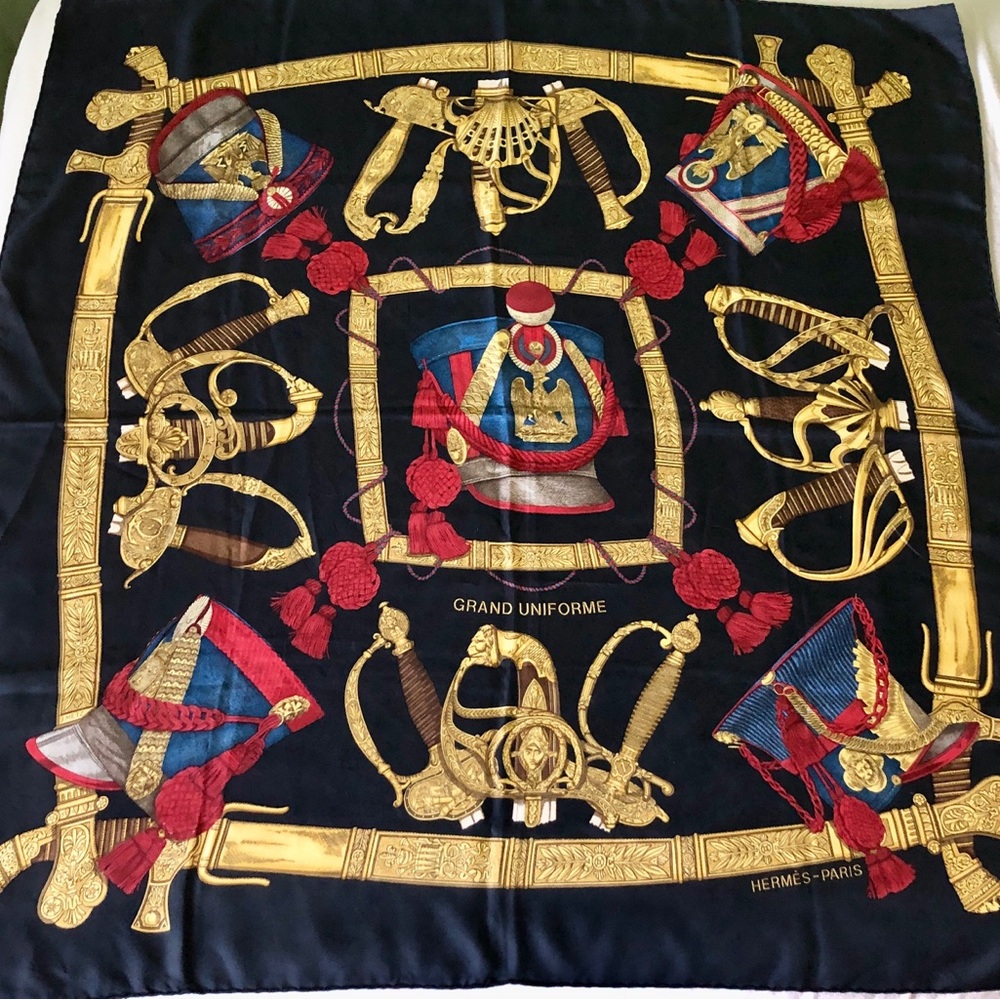 Authentic Vintage Hermès Silk Scarf 90cm Grand Uniforme